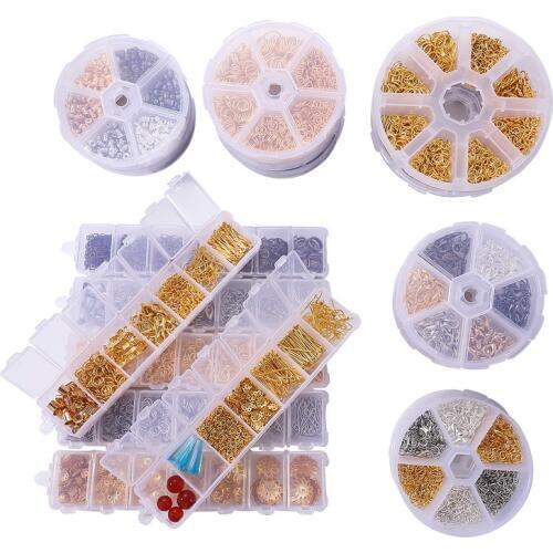 Mixed Styles Sets DIY Jewelry Findings Material Beads Cup Earring Hook /Hook Pin /Jump Ring Box Sets For Jewelry Making Findings