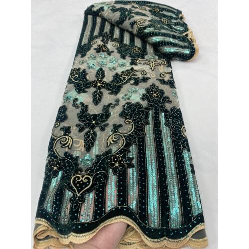 NIAI Velvet Lace Fabric African Lace Fabric 2019 High Quality Lace Nigerian French Mesh Lace Fabrics For Party Dress XY3202B-6