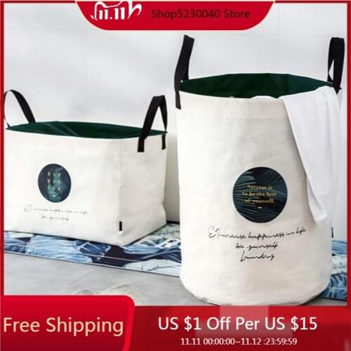 Nordic Foldable Thick Canvas Laundry Basket With Lid Pumping Network Household Storage Bag Clothes Toys High Capacity Organizer