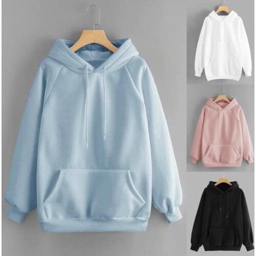 2021 Autumn Winter Loose Hooded Sweater For Women Pullovers Fashion Harajuku Sweatshirts Solid Casual Hoodie