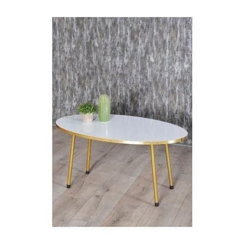 Modern Medium coffee table White Ellipse Gold Metal Toe Gold coffee tables table basse furniture living room table