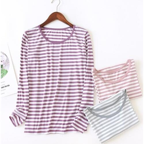One Piece Pajamas Women Spring Autumn Sleepwear Fashion Striped Loose Sleep Tops Winter Bottoming Nightwear Pijamas Shirt 2XL