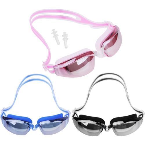 Swimming Goggles with 1 Pair Ear Plug No-Leak Anti Fog UV Protection Swim Glasses For Women Men