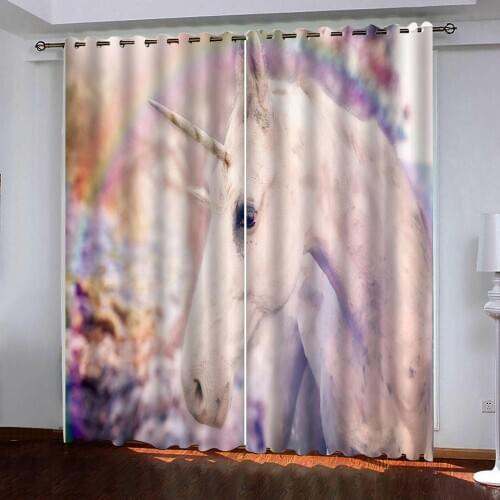 Custom 3D Luxury Blackout Curtains For Living Room Bedroom Light pink hand painted animals kitchen curtains Decoration curtain