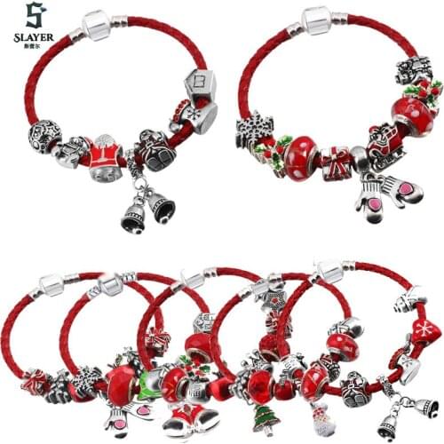Christmas Leather Bracelet Santa Claus Beautiful Braided Bracelets Adjustable Bracelets For Women Kids Christmas Present