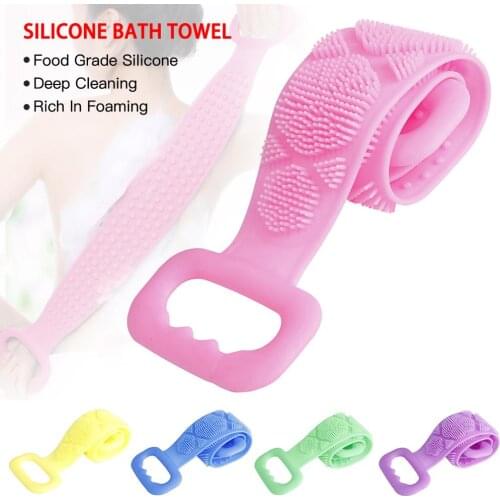 Silicone Brushes Bath Towels Scrubber Bath Long Rubbing Back Mud Peeling Towel Body Massage Shower Skin Clean Shower Brush CSV