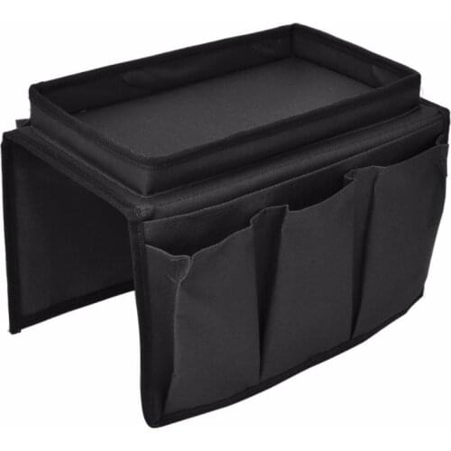 Foldable Sofa Chair Arm Rest 6 Pocket Organiser Couch Remote Control Table Organizer Storage Tray Holder Magazine Rack Candy Bag