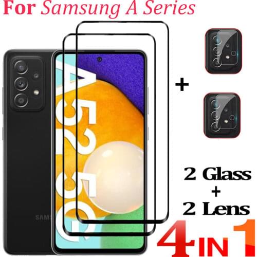 Cristal Templado/Glass On Samsung A 52, Protective Glass For Samsung Galaxy A52 A72 Full Cover Screen Protector A71 A51 A50 A32 Movie Anti Scratch Front Film Samsung A52 5G Tempered Glass