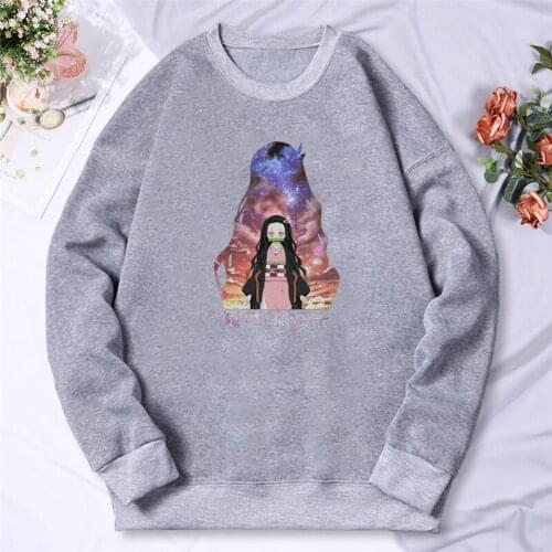 Anime Demon Slayer Fashion Hoodied Women 2021 Autumn Winter Sweatshirts Kamado Nezuko Long Sleeve Manga Harajuku Lady Clothes