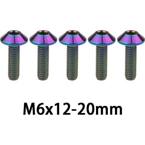 5pcs Titanium Ti Bolts Button Allen Hex Head M6X12 15 20mm Screws Bolt for Motor Bike disc M6 Bolt