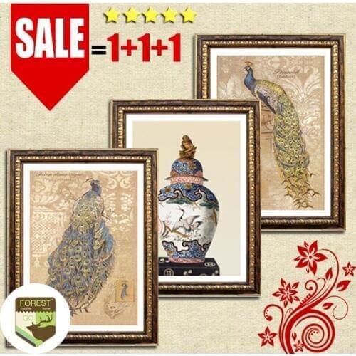 Oriental chinese painting art vintage peacock vase decoration nobility simple luxury classic art decor oil canvas painting art
