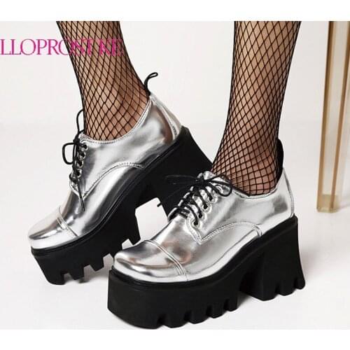 Lloprost ke New Fashion Ladies Trendy Concise Pumps Platform Thick High Heels Shoelace Women Pumps 2021 Spring Women Shoes