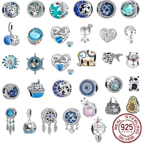 Summer New Style 925 Sterling Silver Mermaid Whale Shark Cactus Charm bead Fit Original Pandora Bracelet DIY Jewelry For Women