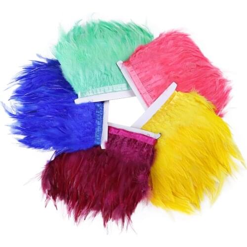 1 Meter/Lot Rooster Feathers Trim Ribbon Fringe 3-5 Inches Dyed Plumes For Diy Needlework Wedding Accessories Decoration Crafts