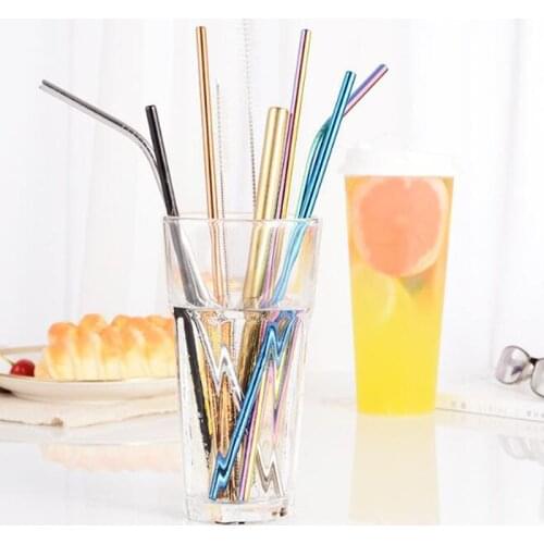 1pc Reusable Metal Drinking Straws Stainless Steel Sturdy Bent Straight Drinks Straw Party Bar accessory
