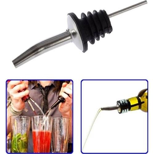 1PC Free Flow Stainless Steel Liquor Spirit Pourer Wine Bottle Pour Spout With Rubber Stopper Barware Oil Spot
