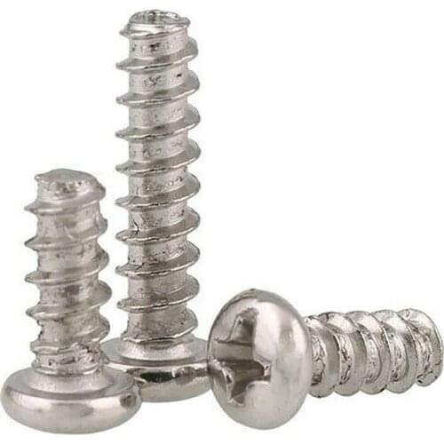 100PCS M3.5 M4 nickel-plated hardened cross round head flat tail self-tapping screws