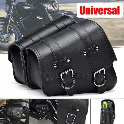 2pcs PU Leather Motorcycle Side Bag Saddle Bag Oil Fuel Tank Bag Magnetic Tank Bike Saddle Bag For phone / GPS