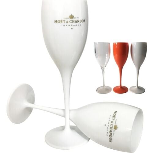 2 cups Champagne Flutes Glasses Plastic Wine Glasses Dishwasher-safe White Moet Acrylic Champagne Glass Transparent Wine Glass