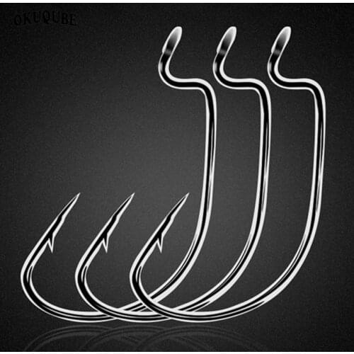 20pc/lot Fishing Hooks Set Carbon Steel Wide Crank Hook Offset Fishhook for Soft Worm Lure Barbed Hook Carp Fishing Hooks Tackle