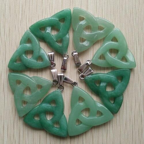 2016 fashion hot selling natural green aventurine hollow triangle charm pendants for jewelry making 8pcs/lot Wholesale free