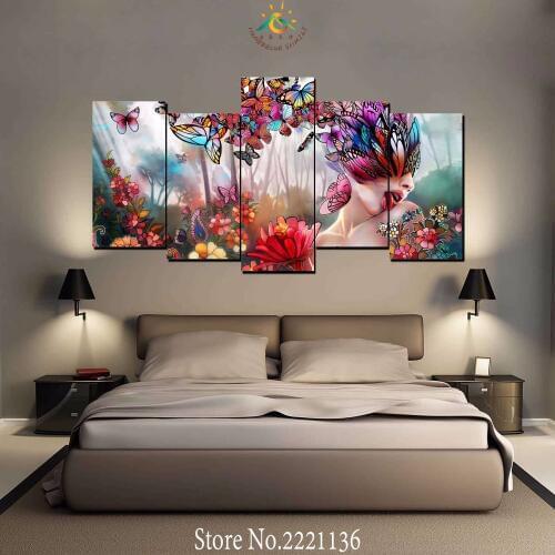 3-4-5 Pieces/set Beauty Flower Figures for Home Wall Art Pictures printed on Canvas Wall Pictures for Living Room