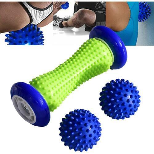 3Pcs Spiky Foot Roller Massage Ball Yoga Block Fitness Exercise Pilates Foam Roller Body Relax Pain Relief Back Leg Massager Set