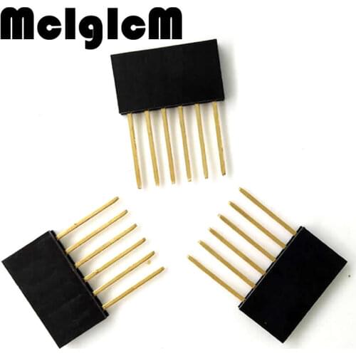 35pcs/lot 2.54MM 10MM Long Needle Female Pin Header Strip Stackable Header 6pin Free shipping