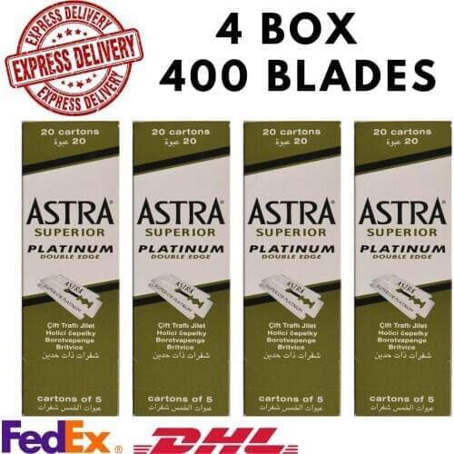 4 Box 400 Pcs Astra Superior Platinum Double Edge Safety Razor Blades Shaving Razor Blade Fast Delivery