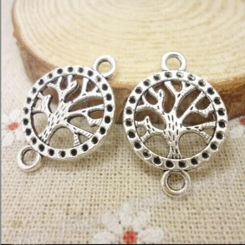 45 pcs Vintage Charms Tree Connector Pendant Antique silver Fit Bracelets Necklace DIY Metal Jewelry Making 032