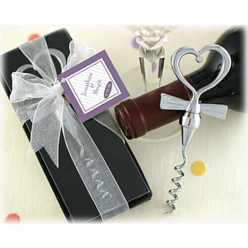 50pcs Love Heart Opener Stopper Stainless Steel Bottle Wine Openers Corkscrew for party gift bar