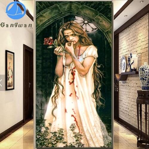 Diamond embroidery Rose Vampire Woman 5d diy diamond painting mosaic full square round drill dark world Girl,Halloween decor art