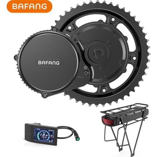 Bafang 48V 500W BBS02B Mid Crank Drive Motor Electric Bike Conversion Kit w/ 48V 17.5Ah Rear Rack Battery for Bicycle