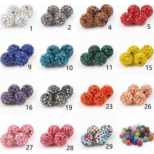 25 color 10pcs AAAAA 7 Row 10mm Clay Paved Crystal Disco Rhinestone Ball Shape Beads DIY For jewelry making S0010
