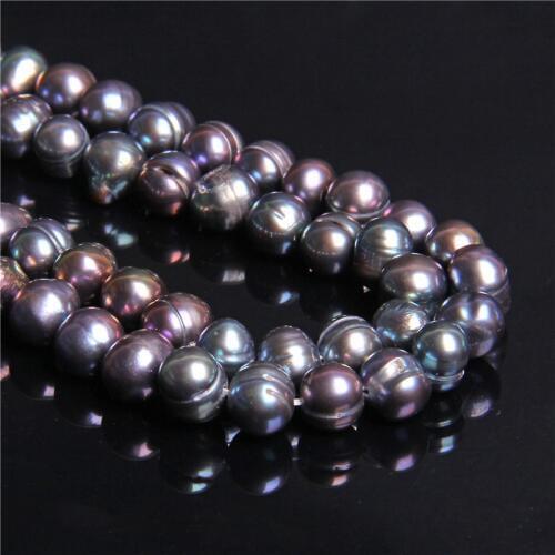 7-8mm Natural round oval black potato pearl beads black raw real oval Cultured freshwater pearls beads for jewelry Making women