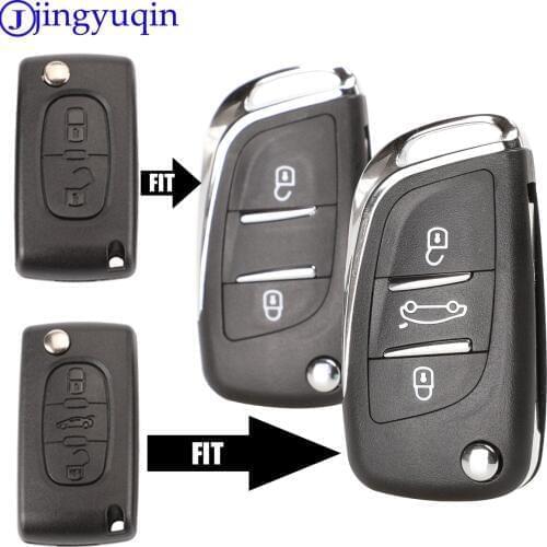 Jingyuqin 10p 2 Button Modified Flip Folding Key Shell Case For CITROEN C2 C3 C4 C5 C6 For Peugeot 207 307 308 407 807 CE536
