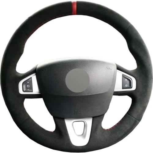 Black Suede Red Marker DIY Car Steering Wheel Cover for Renault Megane 3 (Coupe GT) RS 2010 2011 2012 2013 2014 2015 2016