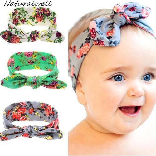 Naturalwell Rabbit Ear Turban Baby Top Knot headbands Newborn Bunny Ear head wrap Children Stretchy Knotted headwrap 1pc HB545