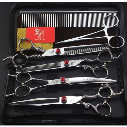 Freelander Professional Pet Grooming Scissors Set 7 inch Straight&Curved&Thinning Dog Hair Cutting Shears Scharen