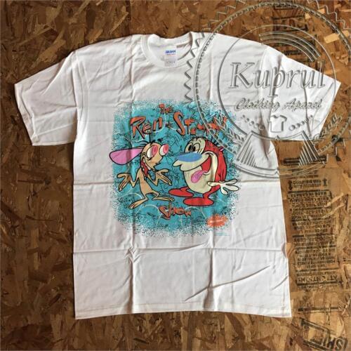 Vtg Ren And Stimpy 1991 MTV Reprint T-Shirt Cheap wholesale tees100% Cotton For ManT shirt printing 100% Cotton Classic tee