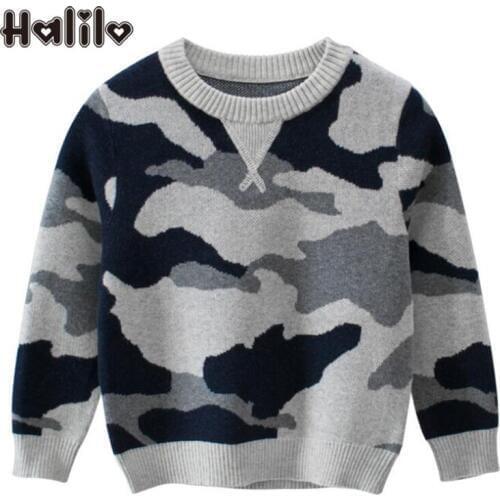 Halilo 2019 Autumn Kids Sweaters Cotton O-Neck Pullover Boys Sweaters Children Clothing Toddler Boy Tops Clothes New Arrival