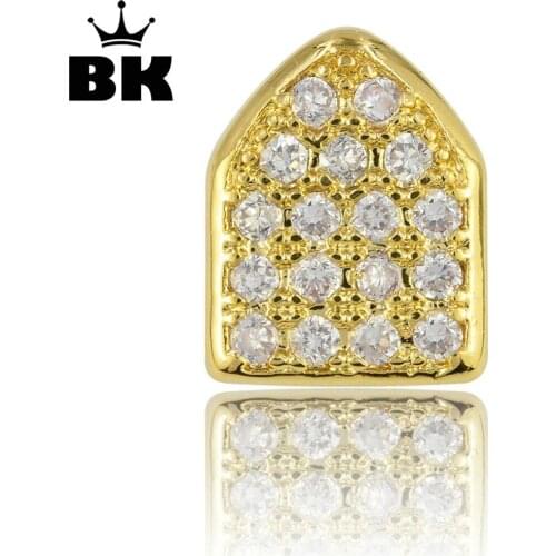 Hip Hop Gold Color Micro Pave CZ Cubic Zirconia Copper Single TeethGrillz TopGrillz