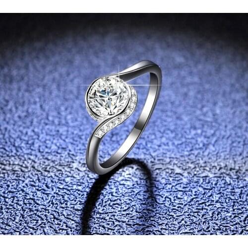 Moissanite Ring 925 Sterling Silver 1 Ct Round Fashion Engagement Wedding Bands Jewelry