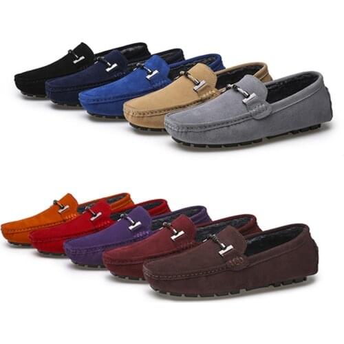 Loafers Men Shoes Casual Slip On Shoes Mens Loafer Fur Warm Winter Shoes for Men Moccasins Genuine Leather Cow Suede Luxury Flat