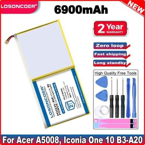 LOSONCOER 6900mAh PR-279594N Battery for Acer A5008, Iconia One 10 B3-A20, Iconia One 10 B3-A30, Iconia 10 A3-A40 Tablet Pad