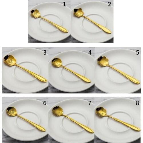 Stainless Steel Cherry Spoon Coffee Mixing Spoon Golden Color Spoon Rose Spoon Gift with Souvenir Kitchen Tools Tableware