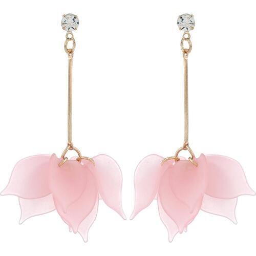 Fashion Womens Long Statement Flower Petals Dangle Earrings Jewelry Accessory Dangle Earrings High Quality Jewelry Wholesale