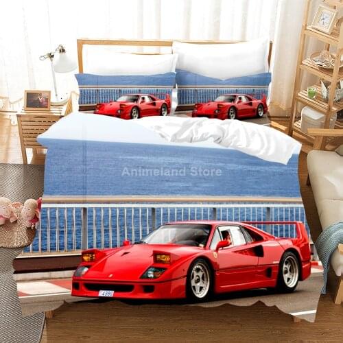 Fashion Red Racing Car Bedding Set Modern 3D Print Comforter Luxury Duvet Cover Set Home Textile Decor Queen King Single Size
