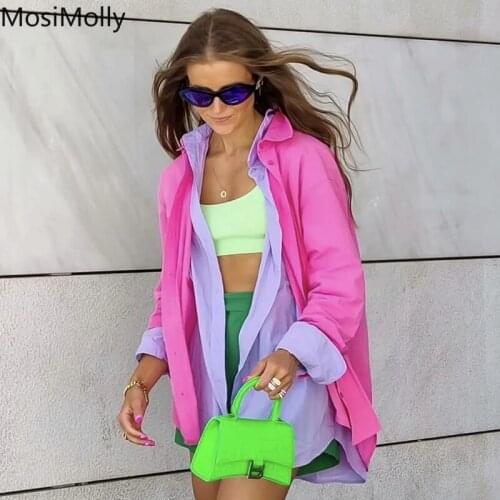 MosiMolly Candycolor Blouses Shirt Women Cotton Shirt Female Blusas 2021 AW Oversize Blouses Shirt Tops