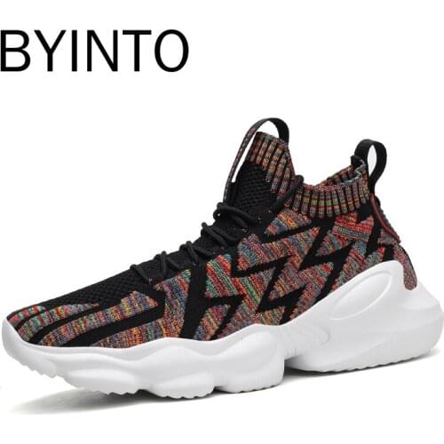 Platform Men Sport Shoes Light Breathable Knitting Sock Chunky Sneakers Jogging Male Tennis Shoe Tenis Masculino Chaussure Homme